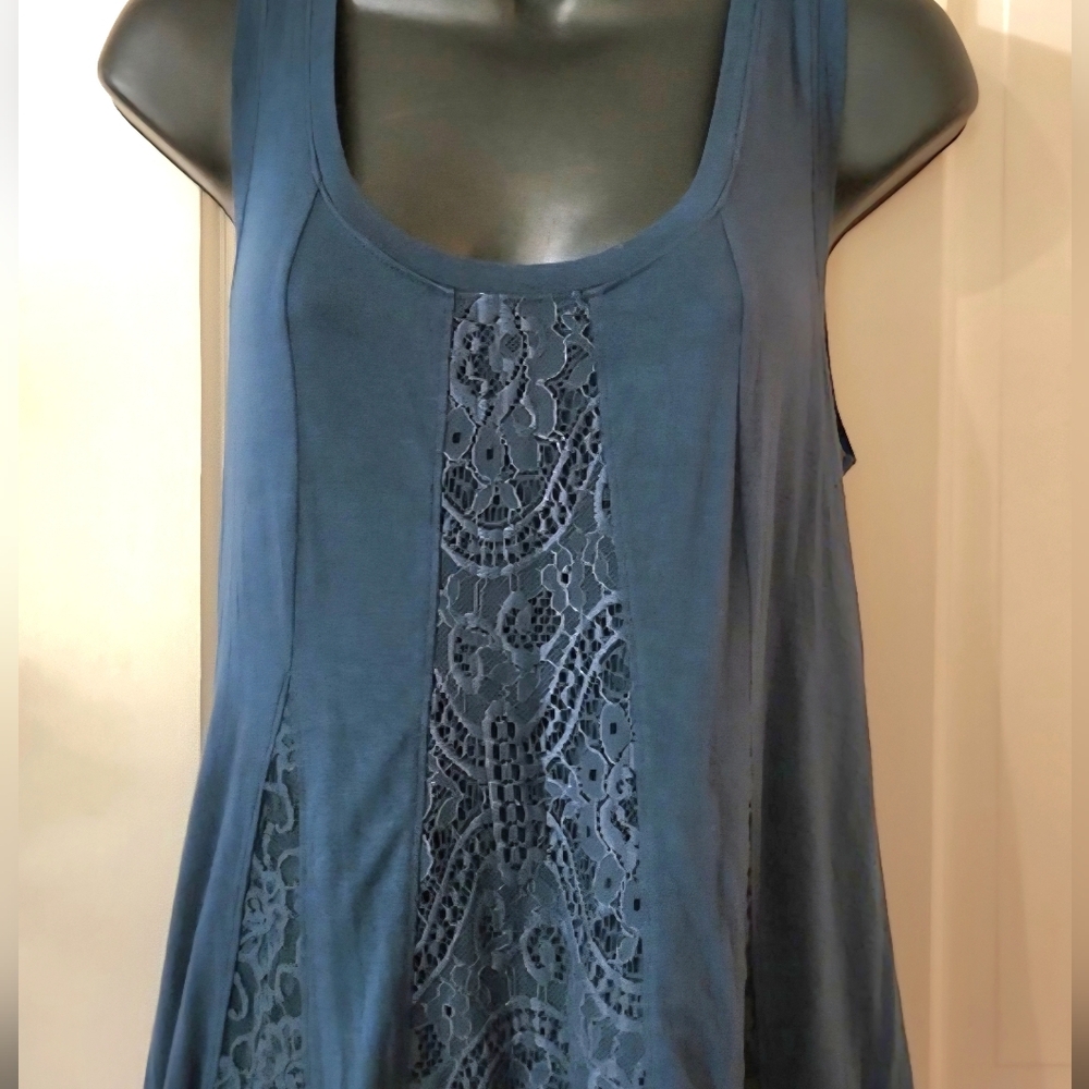 Women’s Lace-Panel Sleeveless Top - Color: Teal - Brand: Knox Rose
